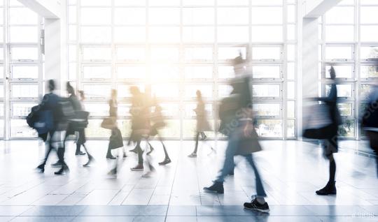 people Commuter Walking at Rush Hour on a modern tradeshow floor  : Stock Photo or Stock Video Download rcfotostock photos, images and assets rcfotostock | RC Photo Stock.: