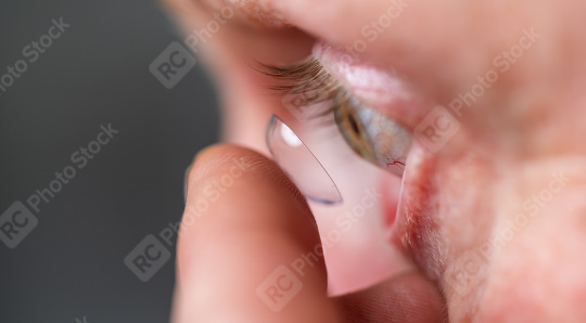 Person inserting a contact lens into their eye. Close-up view of  : Stock Photo or Stock Video Download rcfotostock photos, images and assets rcfotostock | RC Photo Stock.: