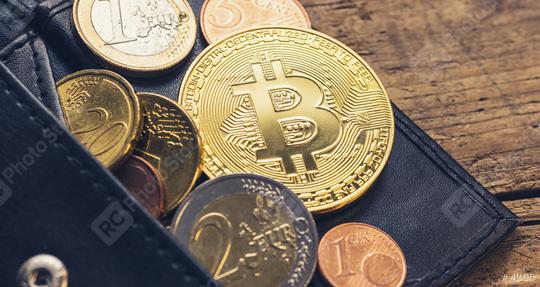 Personal Bitcoin Wallet with euro coins  : Stock Photo or Stock Video Download rcfotostock photos, images and assets rcfotostock | RC Photo Stock.: