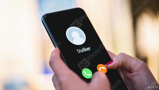 Phone call from a anonymous stalker. Stalking or bullying with phone concept. Stalker caller, scammer or stranger. Woman answering a incoming call. Ex boyfriend with fake identity.  : Stock Photo or Stock Video Download rcfotostock photos, images and assets rcfotostock | RC Photo Stock.: