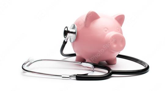 Piggy Bank and Stethoscope Isolated on a White Background  : Stock Photo or Stock Video Download rcfotostock photos, images and assets rcfotostock | RC Photo Stock.: