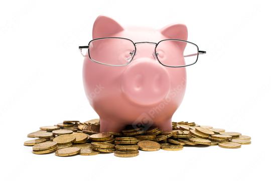 Piggy bank on a coin heap  : Stock Photo or Stock Video Download rcfotostock photos, images and assets rcfotostock | RC Photo Stock.: