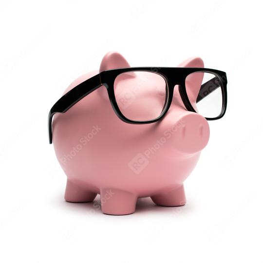 Piggy bank with black glasses  : Stock Photo or Stock Video Download rcfotostock photos, images and assets rcfotostock | RC Photo Stock.: