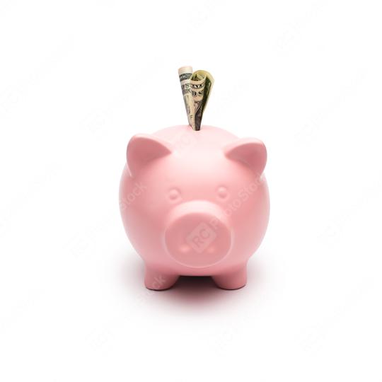 Piggy bank with dollar note  : Stock Photo or Stock Video Download rcfotostock photos, images and assets rcfotostock | RC Photo Stock.: