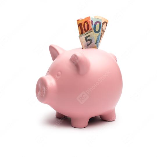 Piggy Bank with euro notes  : Stock Photo or Stock Video Download rcfotostock photos, images and assets rcfotostock | RC Photo Stock.: