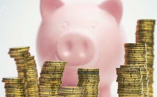 Piggy Bank with stacked coins  : Stock Photo or Stock Video Download rcfotostock photos, images and assets rcfotostock | RC Photo Stock.: