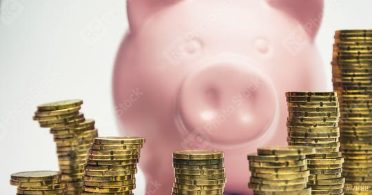 Piggy Bank with stacked euro coins  : Stock Photo or Stock Video Download rcfotostock photos, images and assets rcfotostock | RC Photo Stock.: