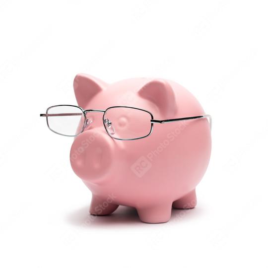 Pink Piggy Bank with Reading glasses  : Stock Photo or Stock Video Download rcfotostock photos, images and assets rcfotostock | RC Photo Stock.: