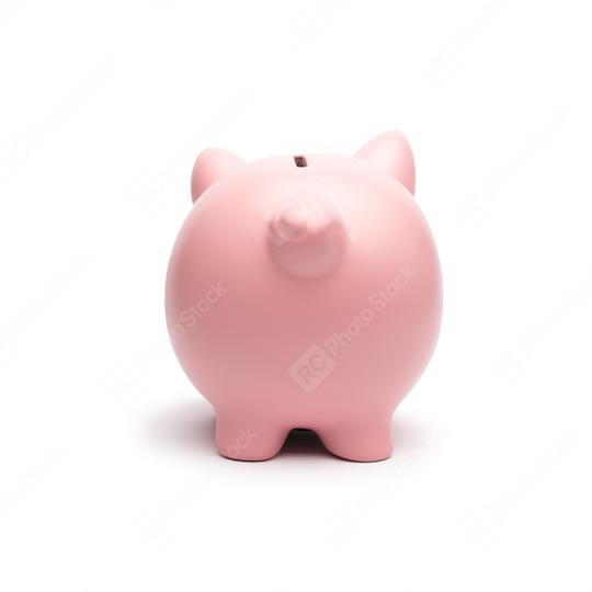 Pink piggy from behind on white background  : Stock Photo or Stock Video Download rcfotostock photos, images and assets rcfotostock | RC Photo Stock.: