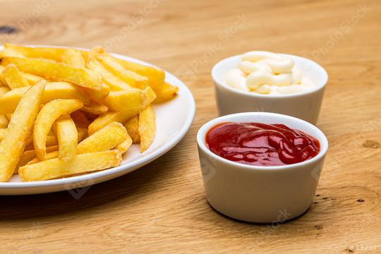plate with fries and sauces  : Stock Photo or Stock Video Download rcfotostock photos, images and assets rcfotostock | RC Photo Stock.: