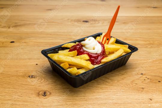 Pommes Frites mit ketchup und mayonnaise  : Stock Photo or Stock Video Download rcfotostock photos, images and assets rcfotostock | RC Photo Stock.: