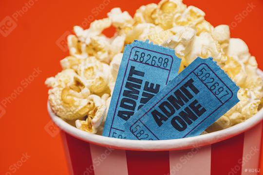 Popcorn box with cinema movie tickets  : Stock Photo or Stock Video Download rcfotostock photos, images and assets rcfotostock | RC Photo Stock.: