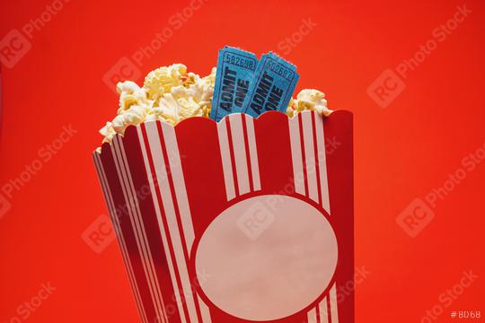 Popcorn with cinema tickets in a large square box   : Stock Photo or Stock Video Download rcfotostock photos, images and assets rcfotostock | RC Photo Stock.:
