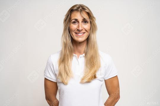 Portrait of a Graceful happy smiling woman on white backgroud  : Stock Photo or Stock Video Download rcfotostock photos, images and assets rcfotostock | RC Photo Stock.: