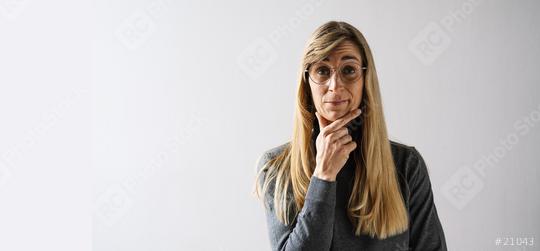 portrait of a mature woman with glasses looks Thoughtful, with copyspace for your individual text.  : Stock Photo or Stock Video Download rcfotostock photos, images and assets rcfotostock | RC Photo Stock.: