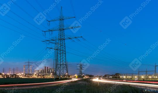 Power supply at night with industrial plant  : Stock Photo or Stock Video Download rcfotostock photos, images and assets rcfotostock | RC Photo Stock.: