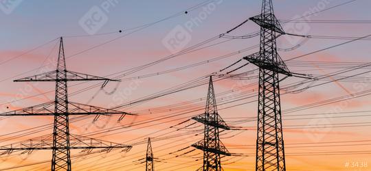 power transmission tower silhouetted against the sunset  : Stock Photo or Stock Video Download rcfotostock photos, images and assets rcfotostock | RC Photo Stock.: