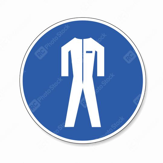 ISO safety label - Circle - Mandatory - Wear Protective Clothing