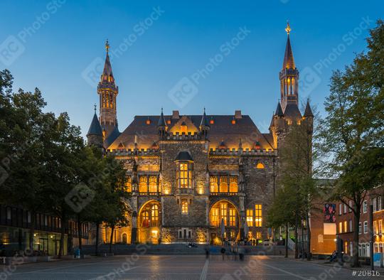 Rathaus Aachen am Abend  : Stock Photo or Stock Video Download rcfotostock photos, images and assets rcfotostock | RC Photo Stock.: