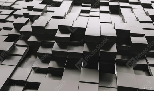 Realistic black solid cubes, located in space at different levels. Abstract background of 3d cubes - 3D rendering - Illustration  : Stock Photo or Stock Video Download rcfotostock photos, images and assets rcfotostock | RC Photo Stock.: