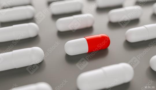 red and white pills or capsules lies in a two rows, Pharmacy theme  : Stock Photo or Stock Video Download rcfotostock photos, images and assets rcfotostock | RC Photo Stock.: