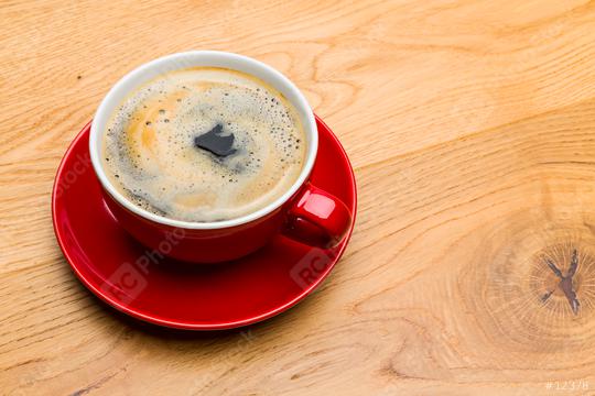red coffee cup on wood  : Stock Photo or Stock Video Download rcfotostock photos, images and assets rcfotostock | RC Photo Stock.: