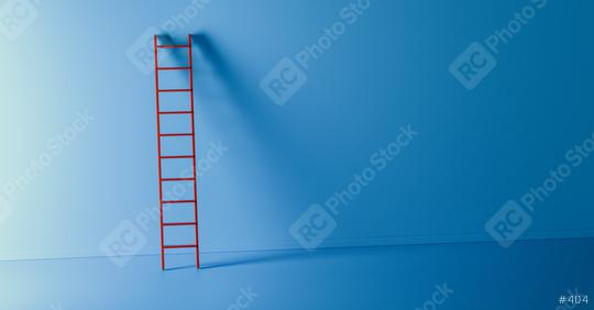 Red ladder leans against a blue wall background, copyspace for your individual text.  : Stock Photo or Stock Video Download rcfotostock photos, images and assets rcfotostock | RC-Photo-Stock.: