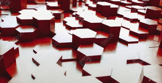 red Metal futuristic hexagons background, 3d render illustration  : Stock Photo or Stock Video Download rcfotostock photos, images and assets rcfotostock | RC Photo Stock.:
