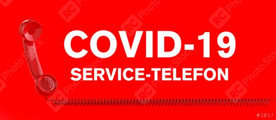 Red telephone Corona emergency help hotline with german text Service Telefon  : Stock Photo or Stock Video Download rcfotostock photos, images and assets rcfotostock | RC Photo Stock.: