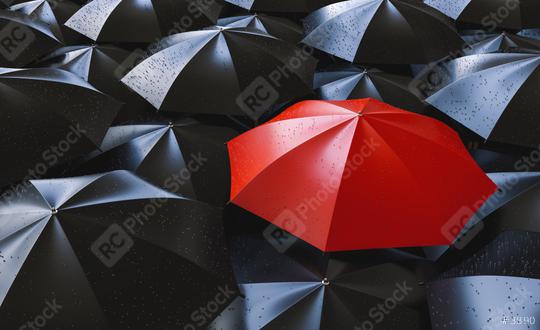 Red umbrella between black ones, individuality and difference concept  : Stock Photo or Stock Video Download rcfotostock photos, images and assets rcfotostock | RC Photo Stock.: