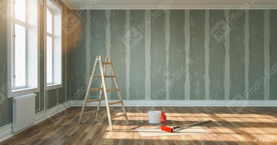 Renovation and modernization with drywall plaster in a walk-through room, copy space for individual text  : Stock Photo or Stock Video Download rcfotostock photos, images and assets rcfotostock | RC Photo Stock.: