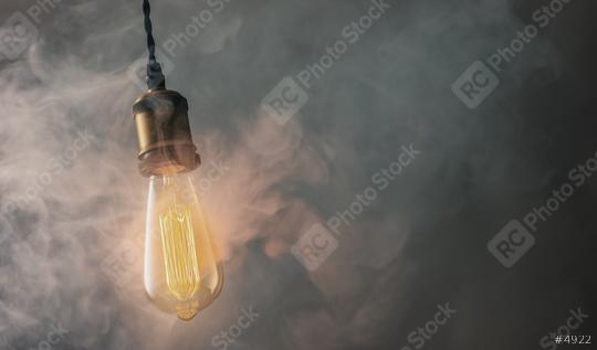 Retro Vintage Edison Bulb with misty smoke  : Stock Photo or Stock Video Download rcfotostock photos, images and assets rcfotostock | RC Photo Stock.: