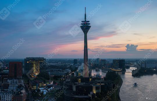 Rheinturm tower at Dusseldorf old town  : Stock Photo or Stock Video Download rcfotostock photos, images and assets rcfotostock | RC Photo Stock.: