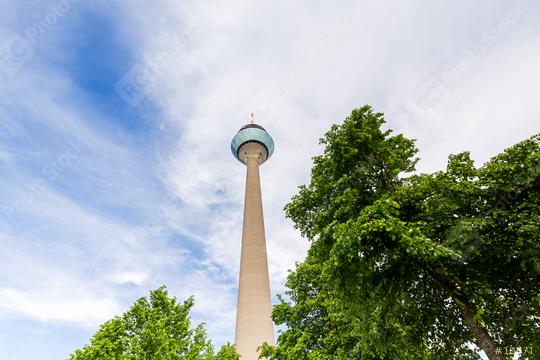 (Rheinturm) Tv Tower of Dusseldorf at a cloudy summer day  : Stock Photo or Stock Video Download rcfotostock photos, images and assets rcfotostock | RC Photo Stock.: