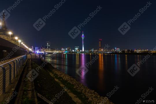 rhine Promenade in Dusseldorf at night  : Stock Photo or Stock Video Download rcfotostock photos, images and assets rcfotostock | RC Photo Stock.: