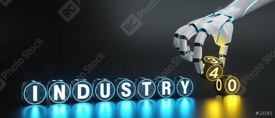 Robotic cyborg hand changing text to industry 4.0 sign - ai or ki concept ímage  : Stock Photo or Stock Video Download rcfotostock photos, images and assets rcfotostock | RC Photo Stock.: