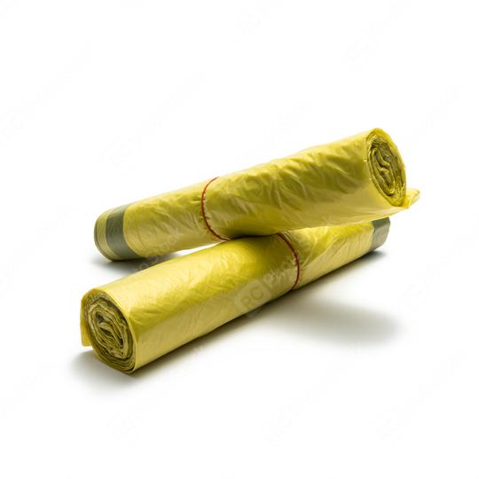 rolls of yellow garbage bags isolated on white background  : Stock Photo or Stock Video Download rcfotostock photos, images and assets rcfotostock | RC Photo Stock.: