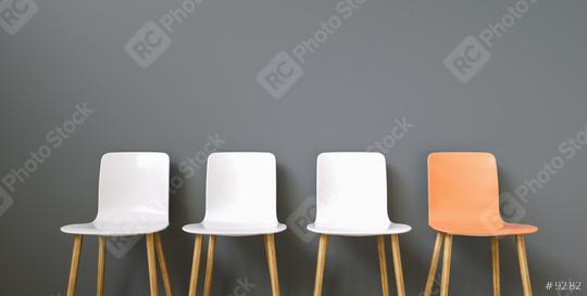 Row of chairs with one orange. Job opportunity. Business leadership. recruitment concept  : Stock Photo or Stock Video Download rcfotostock photos, images and assets rcfotostock | RC Photo Stock.: