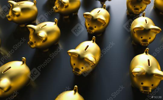 Row of golden piggy banks  : Stock Photo or Stock Video Download rcfotostock photos, images and assets rcfotostock | RC Photo Stock.: