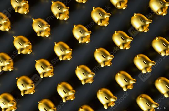 row of golden piggy banks  : Stock Photo or Stock Video Download rcfotostock photos, images and assets rcfotostock | RC Photo Stock.: