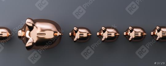 row of piggy banks, copper luxery concept image  : Stock Photo or Stock Video Download rcfotostock photos, images and assets rcfotostock | RC Photo Stock.: