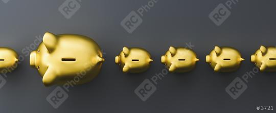 row of piggy banks, gold luxery concept image  : Stock Photo or Stock Video Download rcfotostock photos, images and assets rcfotostock | RC Photo Stock.:
