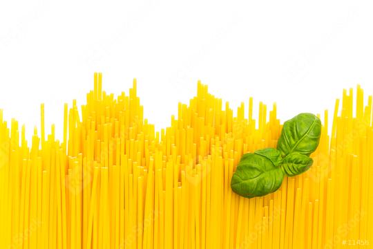 row of spaghetti noodles with basil leaf  : Stock Photo or Stock Video Download rcfotostock photos, images and assets rcfotostock | RC Photo Stock.: