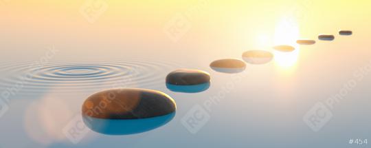 Row of stones in calm water in the wide ocean, meditation, zen and feng shui concept image  : Stock Photo or Stock Video Download rcfotostock photos, images and assets rcfotostock | RC Photo Stock.: