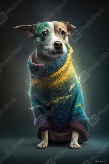 sad homeless jack russell terrier dog with colorful sweater sitting on the street  (Generative AI)  : Stock Photo or Stock Video Download rcfotostock photos, images and assets rcfotostock | RC Photo Stock.: