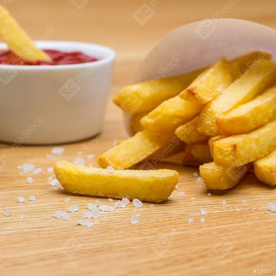 salted french fries with ketchup  : Stock Photo or Stock Video Download rcfotostock photos, images and assets rcfotostock | RC Photo Stock.: