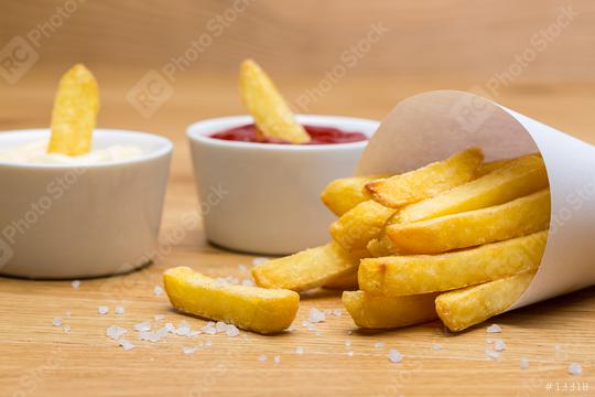 salted french fries with sauces   : Stock Photo or Stock Video Download rcfotostock photos, images and assets rcfotostock | RC Photo Stock.: