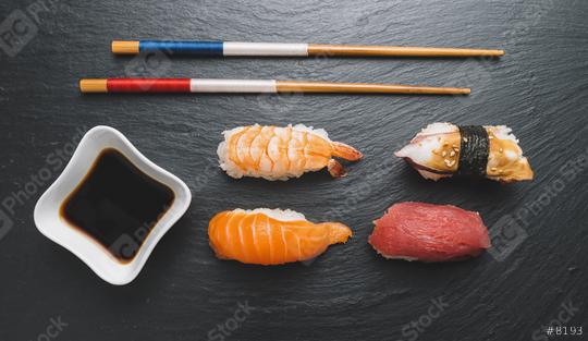 sashimi sushi set with chopsticks and soy  : Stock Photo or Stock Video Download rcfotostock photos, images and assets rcfotostock | RC Photo Stock.: