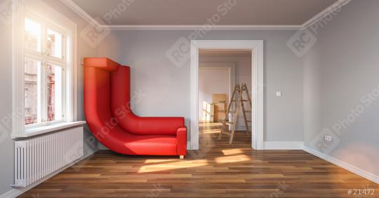 Saving space in a small room with a bended sofa bent towards the wall  : Stock Photo or Stock Video Download rcfotostock photos, images and assets rcfotostock | RC Photo Stock.: