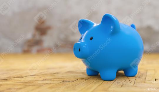 Saving to buy a house or home savings concept with blue piggy bank in a old house  : Stock Photo or Stock Video Download rcfotostock photos, images and assets rcfotostock | RC Photo Stock.: